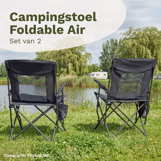 TRVLMORE Campingstühle - klappbar - 2er-Pack - 120KG Tragkraft - Inkl. Tragetasche - Klappstuhl - Angelstuhl - Campingstuhl - Klappstuhl - Grau