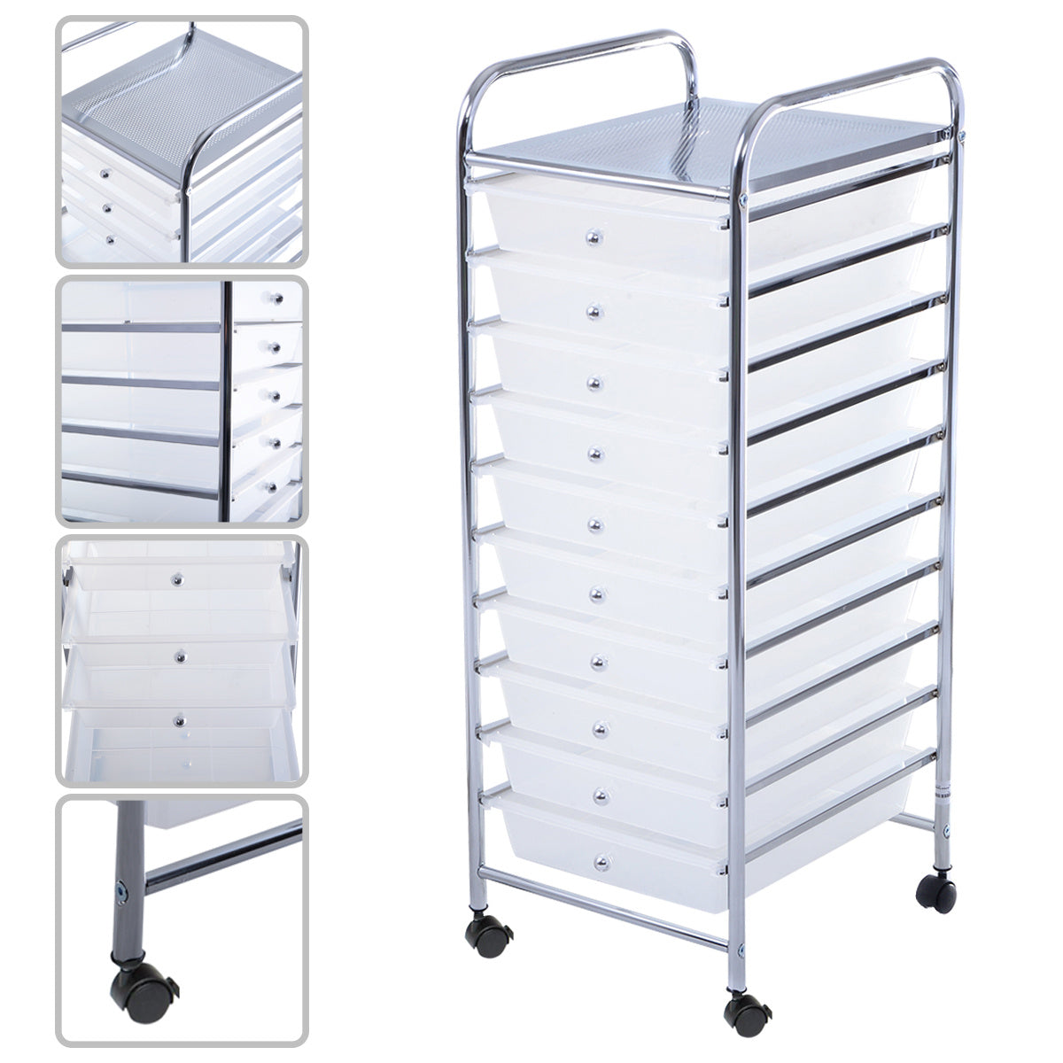Coast -trolleys mit schubladen Rollecontainer badezimmer rollenwagen badezimmerwagen mit 10 stapelbaren schubladen