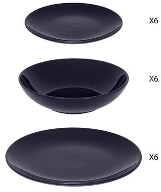 Secret de Gourmet Geschirrset Colorama uni – 18-teilig – blau – Essgeschirr – Tischgeschirr – 6 Personen