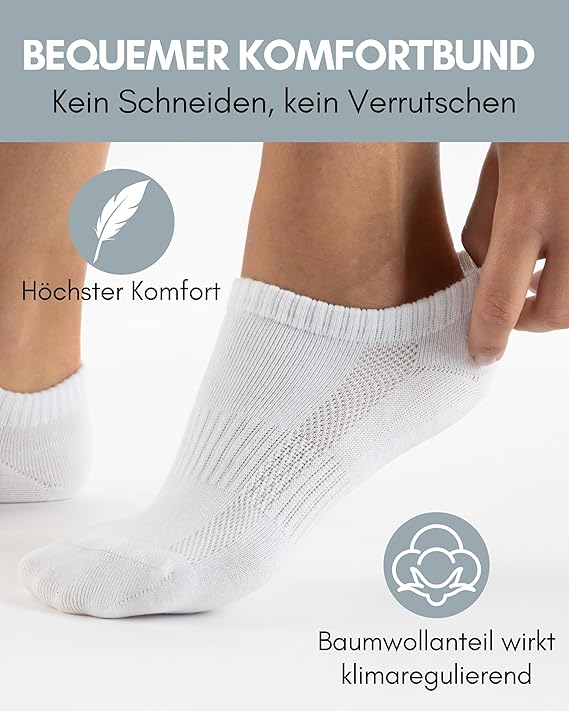 Heroic 10 Paar Premium-Trainersocken für Männer und Frauen - Kurzes Sockenset aus gekämmter Baumwolle - Bequemer Bund ohne kneifende Nähte - Unisex-Sportsocken - Größe 43-46