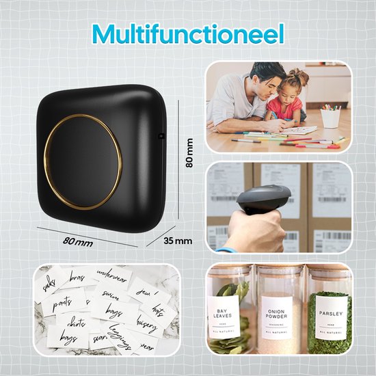 Gatson Mini-Drucker - Inklusive 14 Rollen Papier (Sticker, Normal & Farbe) + 5 Stifte - Mini-Drucker für das Handy - Pocket-Drucker - Mobiler Fotodrucker