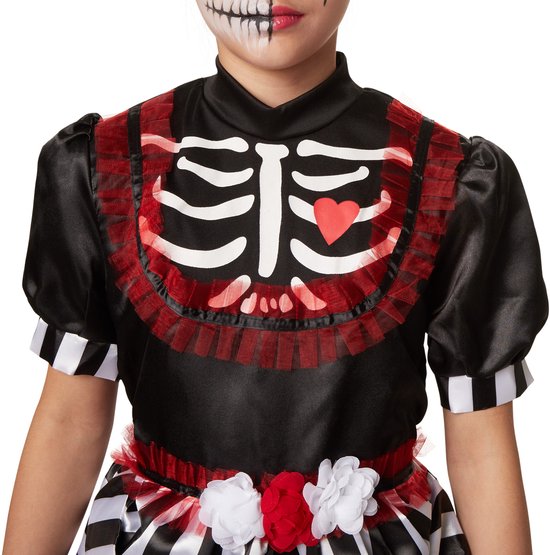 Dressforfun Faschingskostüm Creepy Skeleton Lady – Mädchen – Größe 104 (3–4 Jahre)