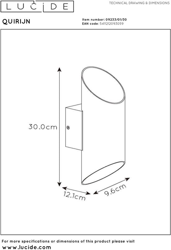 Lucide QUIRIJN – Wandleuchte – Ø 10 cm – 1xG9 – Schwarz
