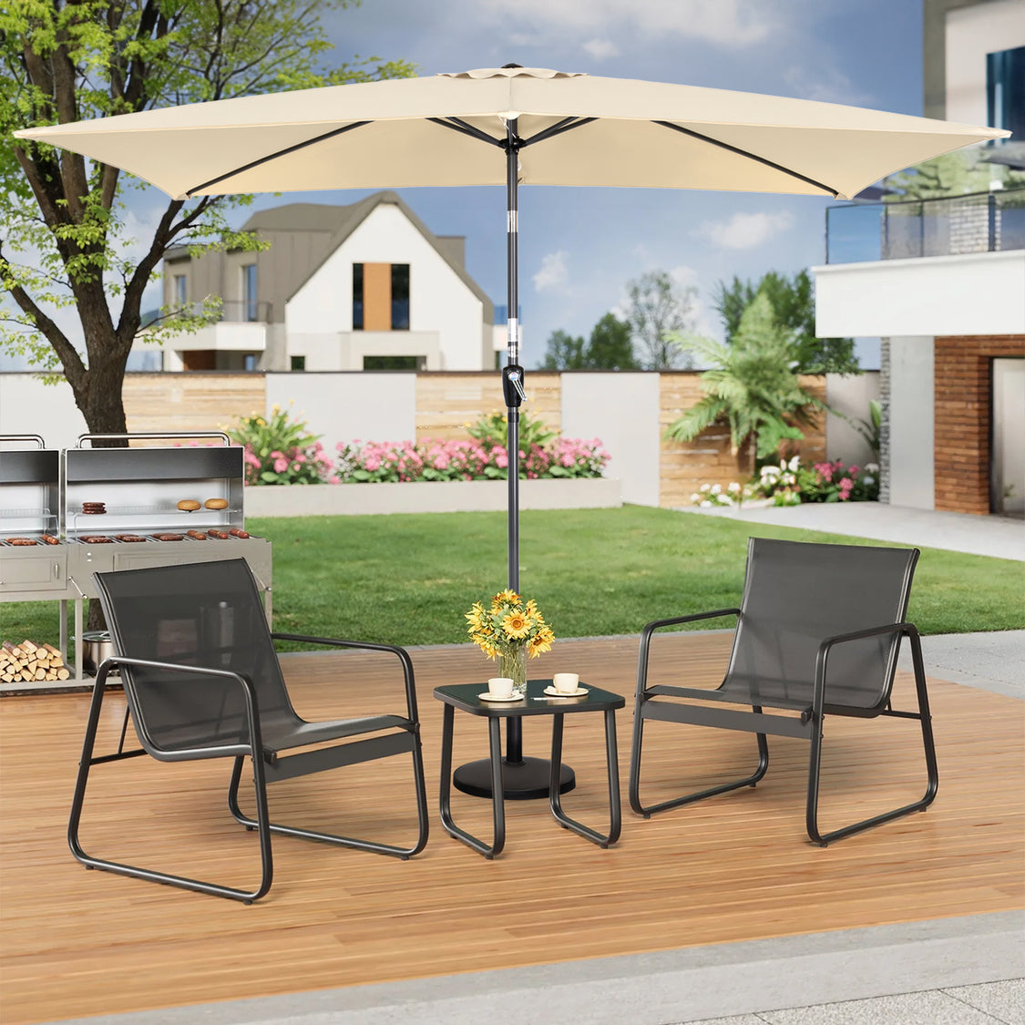 Angel Living Sonnenschirm - 3 x 2 m - Rechteckig - Beige