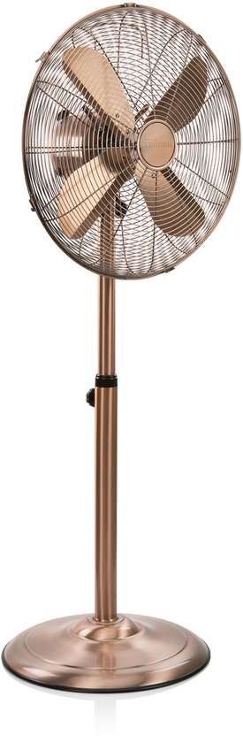 Tristar Retro Stativventilator 40 cm – 50 W – 3 Geschwindigkeitsstufen – 85° Schwenkbereich – Mit Höhenverstellung – Kupferfarben – VE-5971