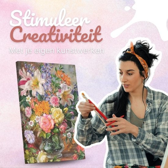 RubyeÂ® Malen nach Zahlen Erwachsene - Blumen in der Vase - Inklusive Farbe und Pinsel - Leinwand Malerei Leinwand - Farbe nach Zahlen - 40x50cm