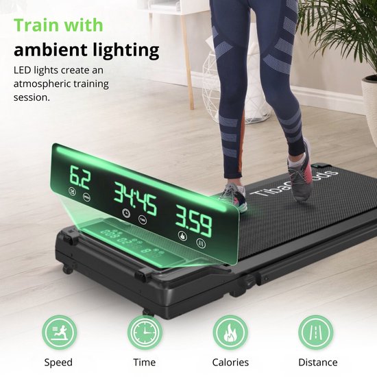 TibaGoods Laufband - 6km/h - Für unter dem Schreibtisch - Mit Extra-Öl - Neue Version - bis zu einem Gewicht von 130kg