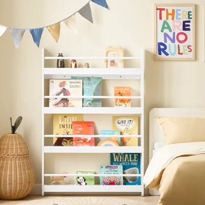 SoBuy Kinderbücherschrank – 4 Einlegeböden – 80 x 12 x 118 cm – Weiß