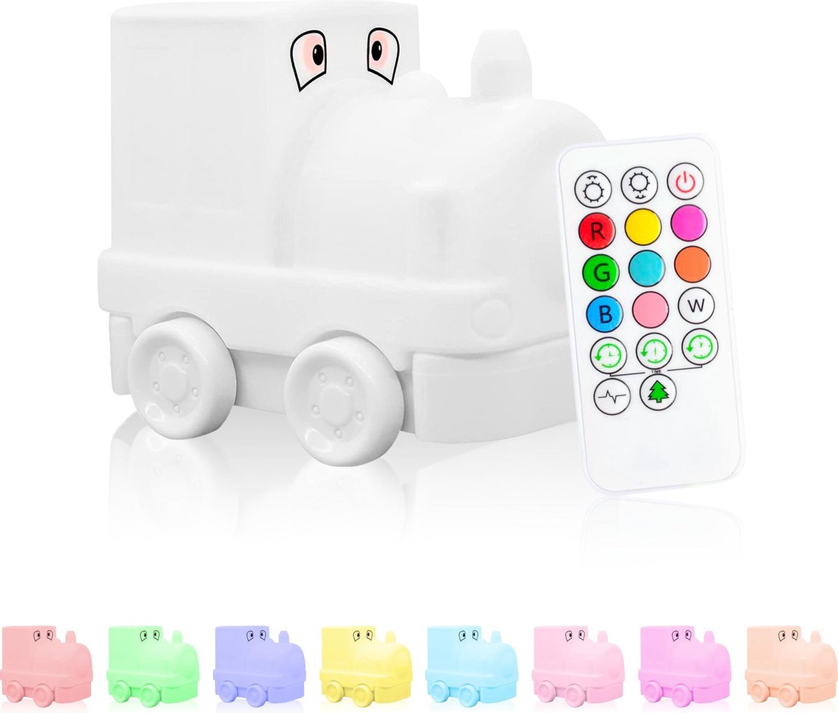 Sleepy Friends Train Nachtlicht Kinderzimmer - Dimmbares LED-Nachtlicht 8 Farben - 95.2 x 97.4 x 100 mm - Grau - Inklusive Fernbedienung