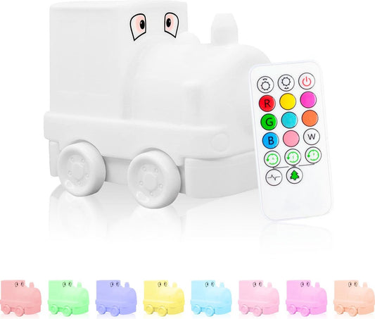 Sleepy Friends Train Nachtlicht Kinderzimmer - Dimmbares LED-Nachtlicht 8 Farben - 95.2 x 97.4 x 100 mm - Grau - Inklusive Fernbedienung
