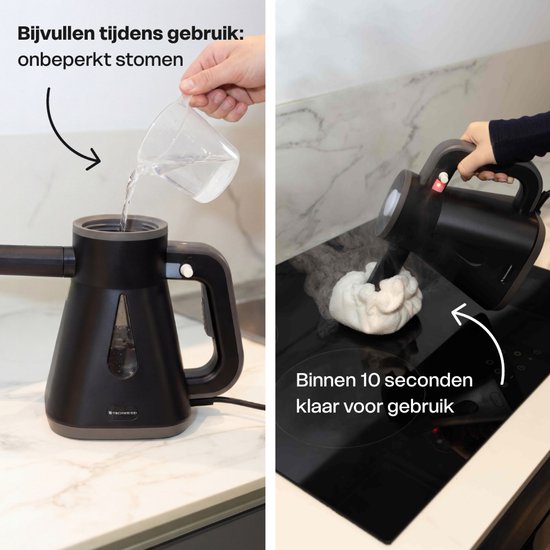 Techweise TS Compact Handdampfreiniger - 15 Zubehörteile - 1200W 2.6 Bar- Nass & Trocken Funktion - Handdampfreiniger