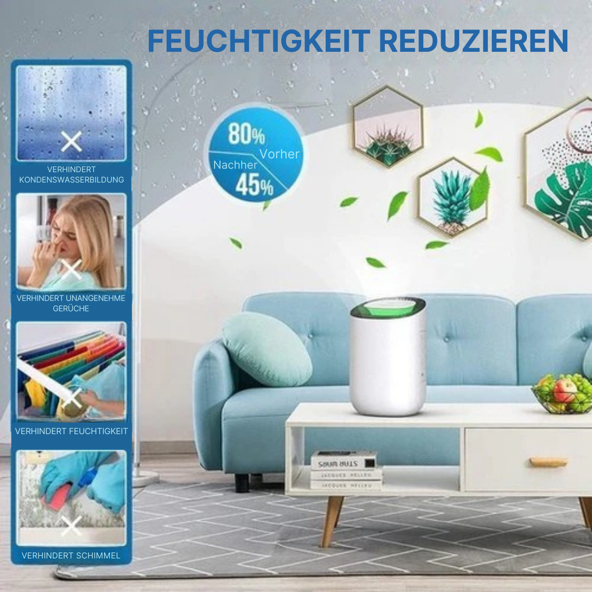 Strex Luftentfeuchter - Extrem leise - 600ml/Tag - Geeignet für Haus/Schlafzimmer & Büro - Weiß