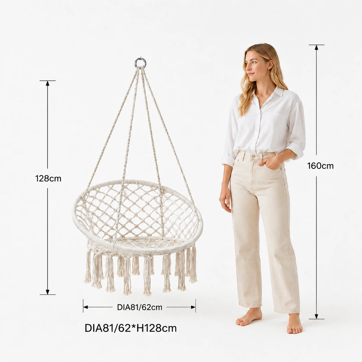 Terrabeta-Hängesessel aus Poly-Baumwolle – beige