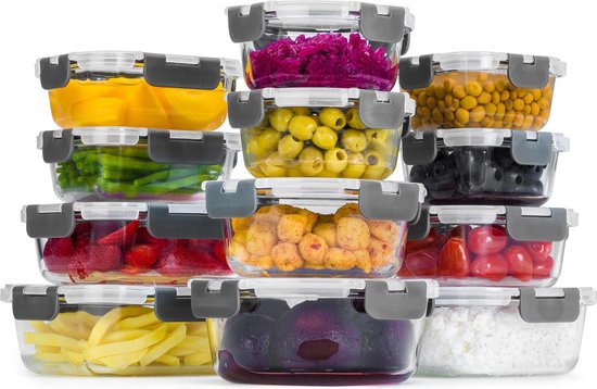 Stosh Frische-Schalen - Meal Prep Schalen - Gefrierschalen - Glas - 12 Stück - BPA frei