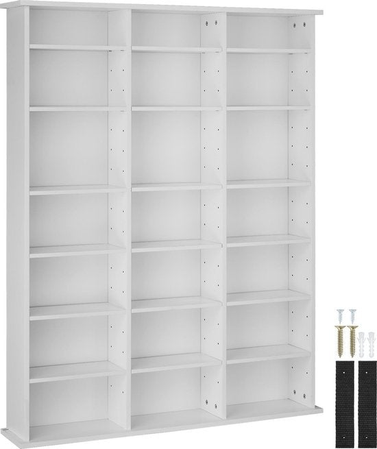 tectake - CD Schrank Bücherregal Stevie 105,5x19x136,5cm - weiß - 403618