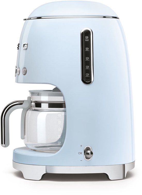 SMEG DCF02PBEU Filterkaffeemaschine – Kaffeemaschine – 10 Tassen – Warmhaltefunktion 40 Min. – Aromaeinstellung – Programmierbare Startfunktion – 50er-Jahre-Stil – Pastellblau