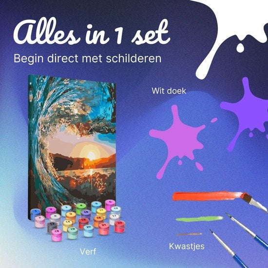 Rubye® Malen nach Zahlen Erwachsene - Schöne Welle - Inklusive Pinsel - Leinwand Malen nach Zahlen - Farben nach Zahlen - 40x50cm