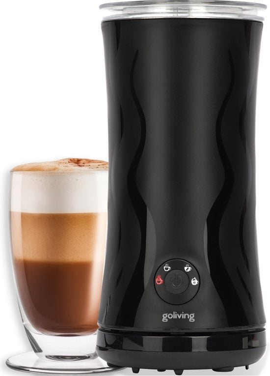 Goliving - Milchaufschäumer elektrisch - 4-in-1 - Heißes und kaltes Aufschäumen - Antihaftbeschichtung - 240 ml - Schwarz