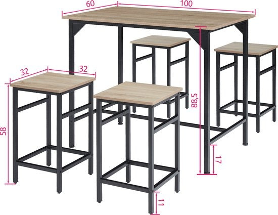 tectake - Bistrotisch-Set / Stehtisch-Set Edinburgh Industrieleuchte - 404307
