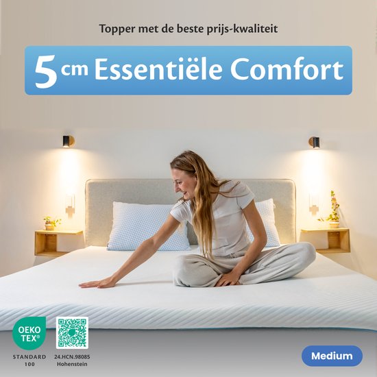 Ella Matratzenauflage 180 x 200 cm – 5 cm dicke Matratzenauflage – Matratzenauflage aus Memory-Schaum – weicher Härtegrad