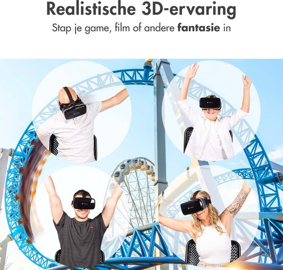 iMoshion VR-Brille Smartphone - Virtual-Reality-Brille - Realistisches 3D-Erlebnis - Geeignet für jedes Smartphone - Verstellbares Kopfband und bequemes Kissen