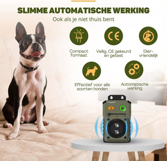 Vulpes Goods® Pets - Ultraschall-Antibellgerät PRO - Deluxe Hundetrainer - Wiederaufladbar - Automatischer Betrieb - Kein Schock - Wasserfest - Für alle Hunde - Innen & Außen - 15m Reichweite - 3 Stufen - Antibellen - Hundetrainer