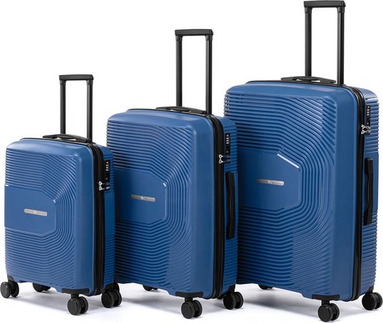 Milanoro Kofferset 3-teilig - Leichtes Polypropylen - Blau - 360° Räder & TSA-Schloss