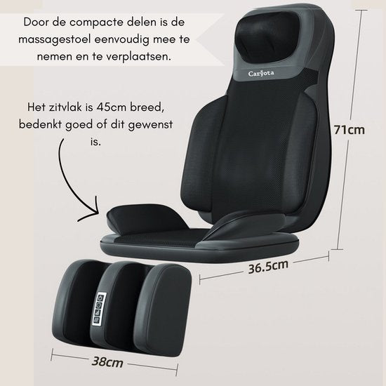 Caryota Shiatsu-Massagesessel – Massagegerät – Massagekissen mit Infrarotwärme – 2-teilig – Beine
