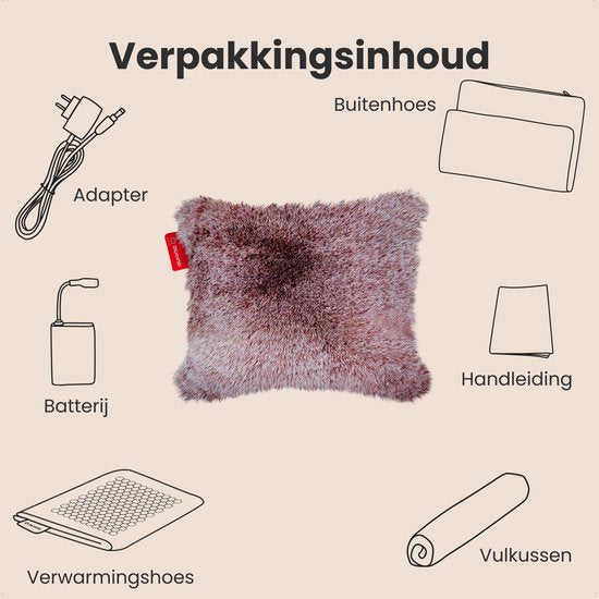 Auronic Wärmekissen - Teddy - 45x60 - Kabellos - Wiederaufladbar - Elektrisches Kissen - Infrarot - Rosa