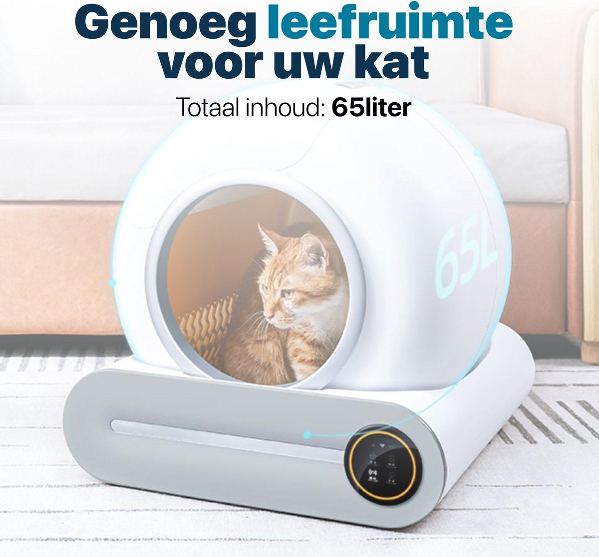 BOME Automatisches Katzenklo - Selbstreinigendes Katzenklo - Mit App und Touchscreen - 65L