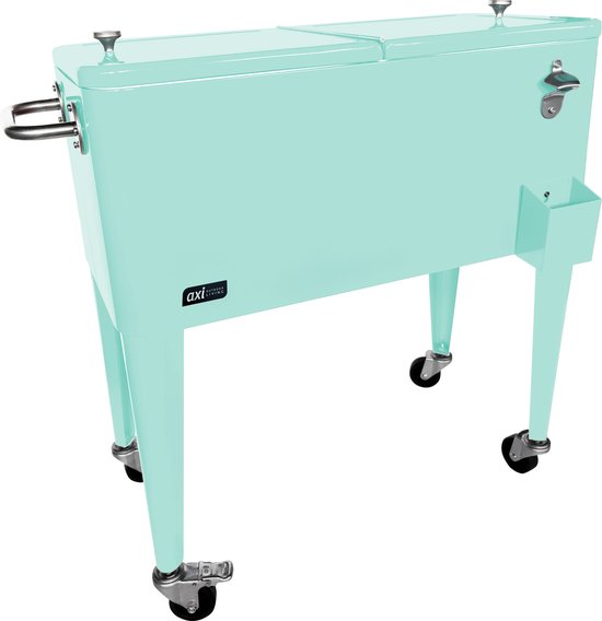 AXI Retro Cooler Mint – Kühlbox mit Rollen – 76 l Fassungsvermögen – Kühlbox mit Ablasshahn