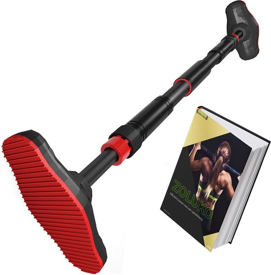 Zoluko Professional Klimmzugstange - 200kg Tragkraft - Inkl. E-Book - Einfache Befestigung - Klimmzugstange Fitness - Klimmzugstation für den Heimsport - Klimmzugstange - Schwarz/Rot