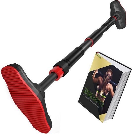 Zoluko Professional Klimmzugstange - 200kg Tragkraft - Inkl. E-Book - Einfache Befestigung - Klimmzugstange Fitness - Klimmzugstation für den Heimsport - Klimmzugstange - Schwarz/Rot