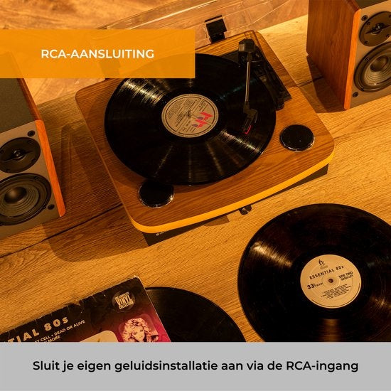 Denver VPL230 Retro Plattenspieler - Bluetooth - USB Aufnahme - 3 Geschwindigkeiten - Lautsprecher - Holz