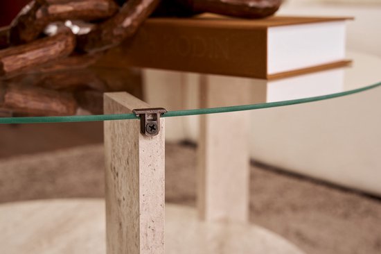 Asir – Couchtisch – Travertin & transparent