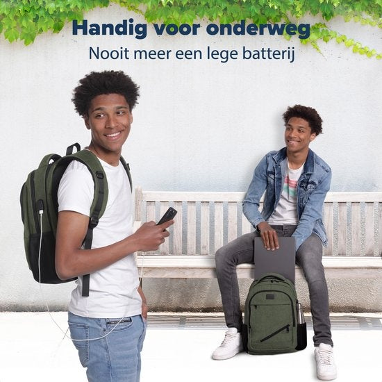 TRVLMORE Rucksack - 28L - 15.6 Zoll - Laptop-Rucksack - Schultasche - Unisex - Spritzwassergeschützt Grün