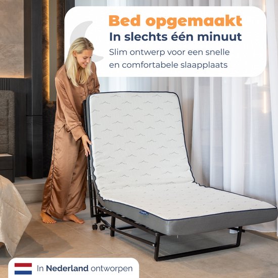 Best Life Klappbett 90 x 200 – Klappbares Gästebett – Klappbett mit Matratze – Einzelbett – Faltbett – inkl. Aufbewahrungshülle