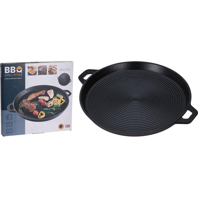 ProGarden Grillpfanne aus Gusseisen – 34 cm – Schwarz