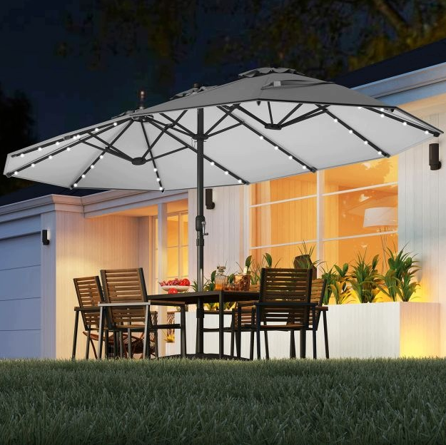 Coast LED-Sonnenschirm mit Ständer – 260 x 250 cm – Grau