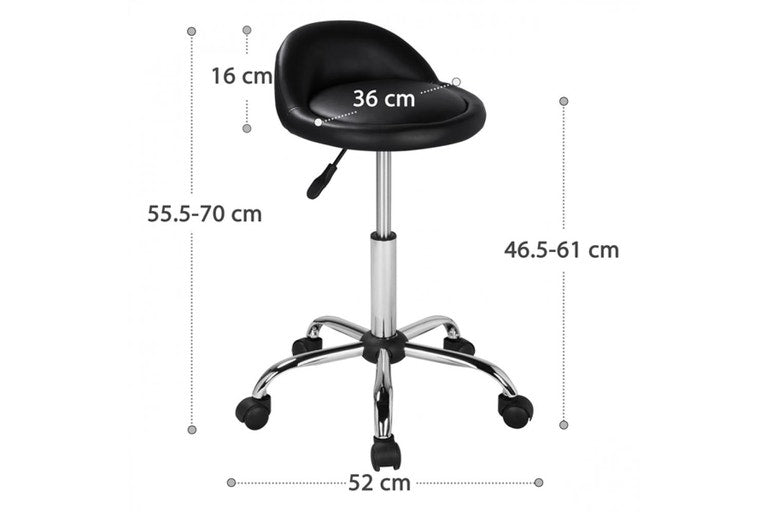 Yaheetech Friseurstuhl – auf Rollen – höhenverstellbar – 120 kg – 52 x 55,5–70 cm – Schwarz