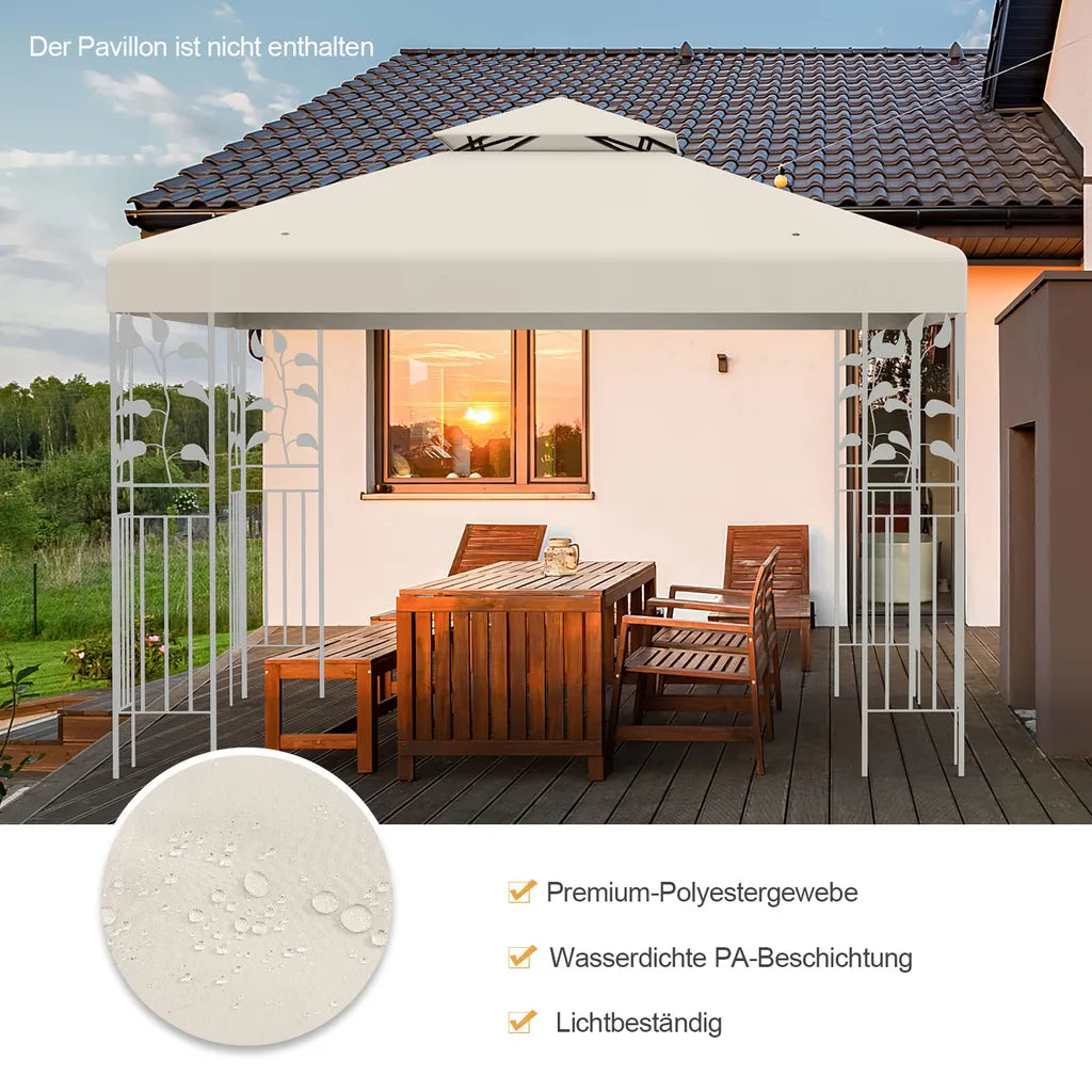 Coast Ersatzdach - Wetterfest - 3x3 M - Inkl. Entwässerungslöcher & Klettverschlüsse - Beige