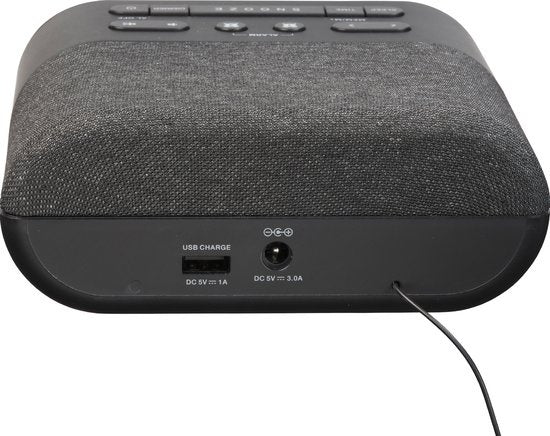 Denver Radiowecker mit drahtlosem Ladegerät - Digitaler Wecker - FM-Radio - Doppelalarm - Dimmer - CRQ107 - Schwarz