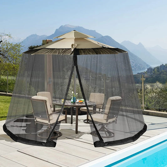 Coast Parasol Mosquito Net met 2 deuren en dubbele rits parasol 12,5 x 2,3 m zwart