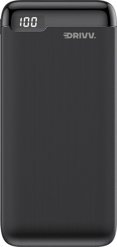 Drivv. Powerbank 20.000 mAh - Inklusive 100w-Ladekabel - 22,5W Schnellladegerät - Quick Charge USB 3.0 - USB C - Geeignet für Samsung / iPhone / mehr - LED - Schwarz, u.a.