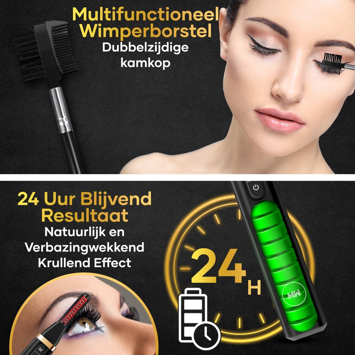 MoreWomen Wimpernzange - Elektrisch - Beheizbar - 3 Stufen - 24-Stunden-Ergebnis - Inkl. Wimpernbürste