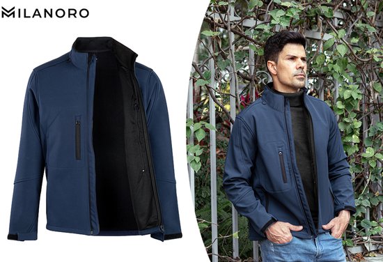 Milanoro - Wind- und wasserdichte Jacken - Jacke ohne Kapuze - Schwarz - XL