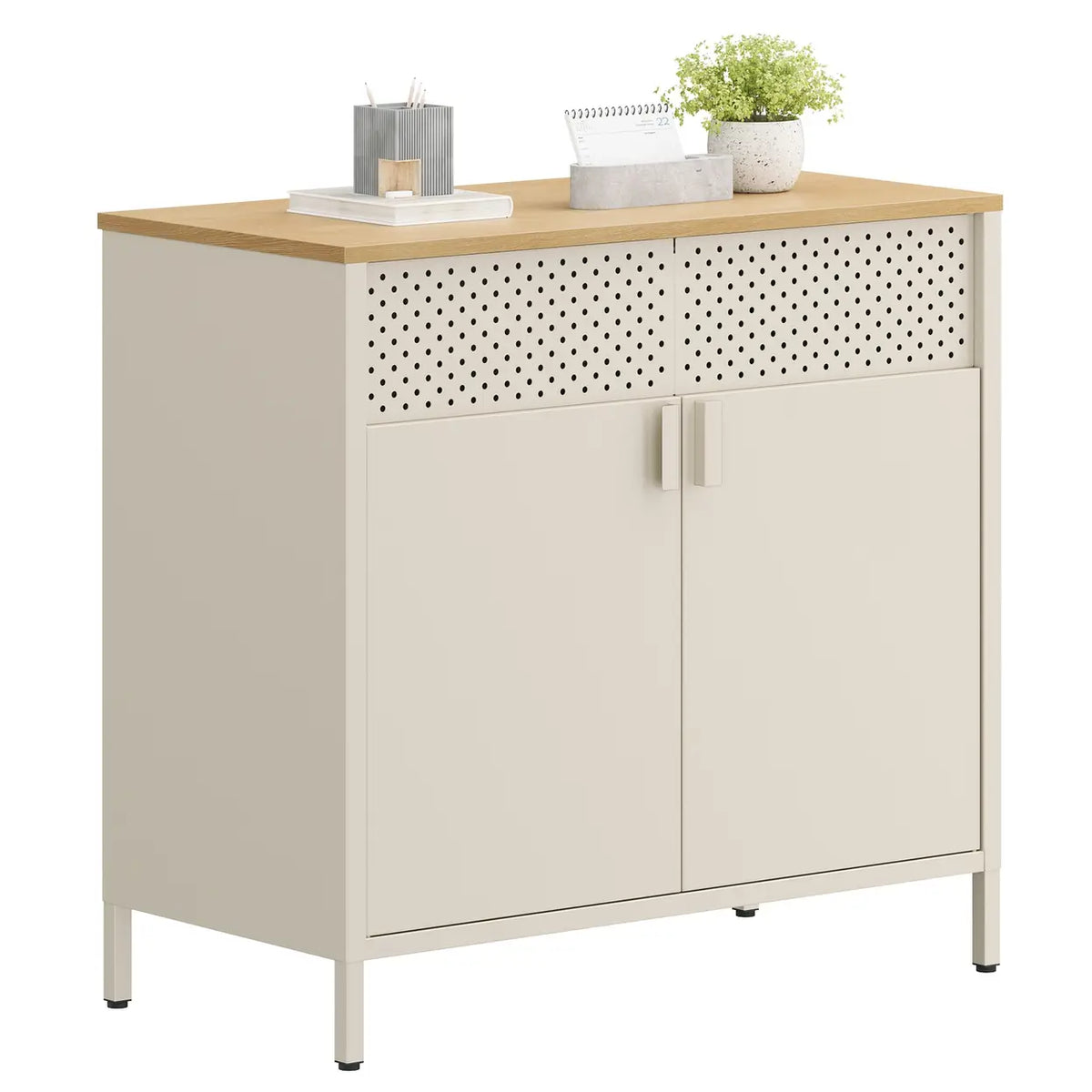 Joyfurnos Ochama Aufbewahrungsschrank mit Tür – verstellbares Regal – 80 x 40 x 76 cm – Beige