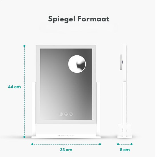 Mirlux Make Up Hollywood Spiegel mit Beleuchtung (44x30cm) Vision - Dimmbare LED-Lampe Licht - Schwarz