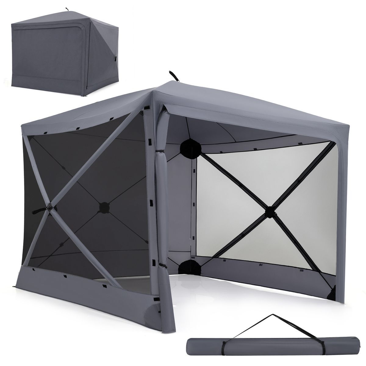 Coast Pop-up-Faltzelt – mit Sonnenschutz – abnehmbare Seitenwände – dunkelgrau – 240 x 240 x 220 cm