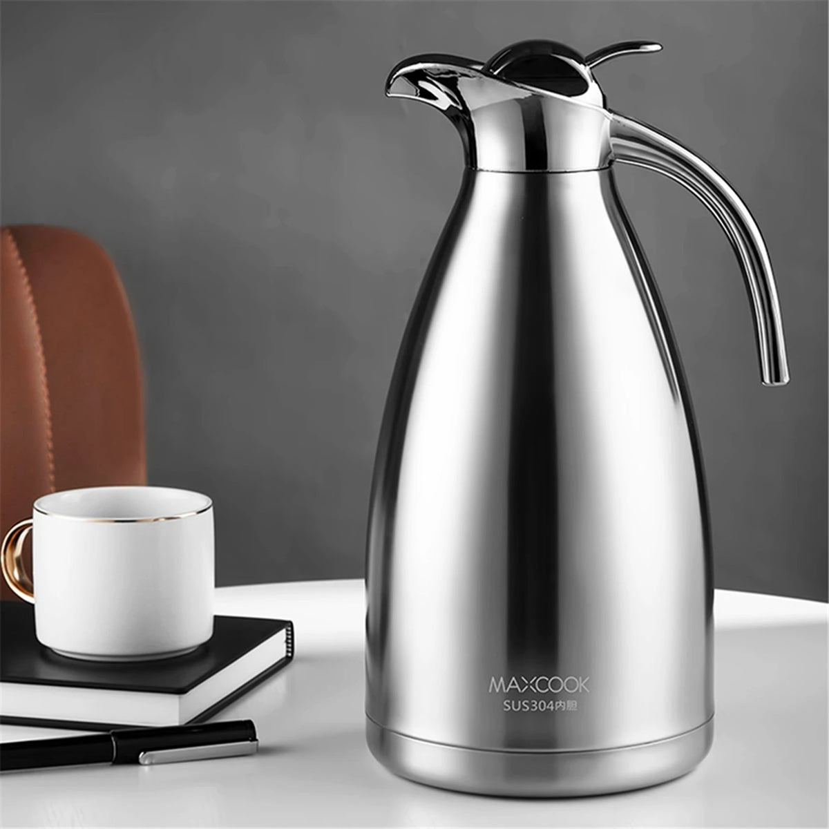 Maxcook Vakuumisolierter Heißwasserkessel aus Edelstahl, 2 l, MCH-478 – Edelstahl 304 – 2000 ml